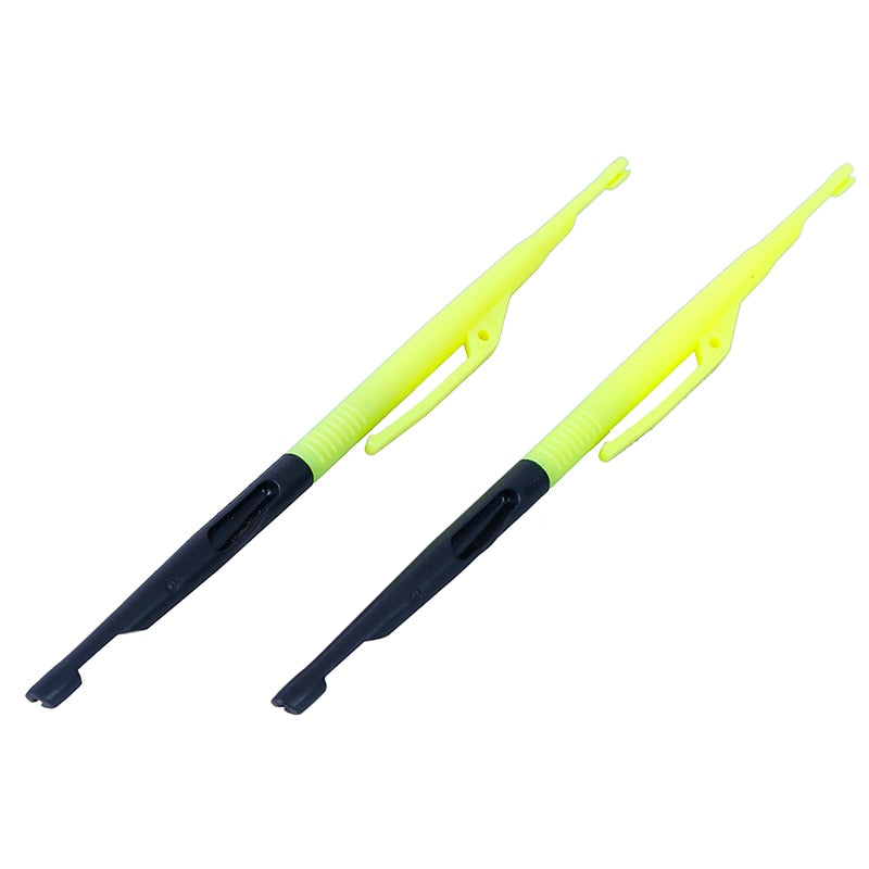 2Pcs Fly Fishing Hooks Tying Tools Fish Unhook Extractor Detacher Plastic Hook Remover Disgorger Knot Picker Tier Yellow + Black