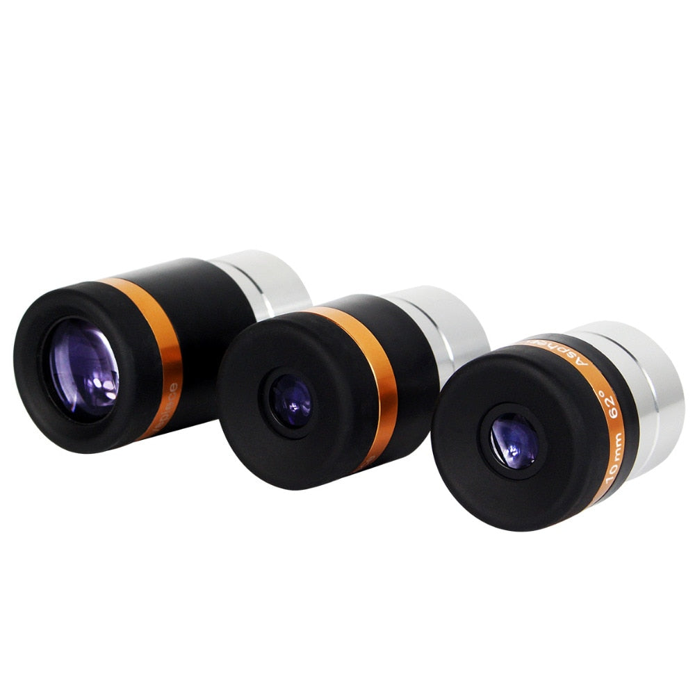 3pcs 1.25" Aspheric Eyepiece Telescope HD Wide Angle 62 De 4/10/23mm Fully Coated