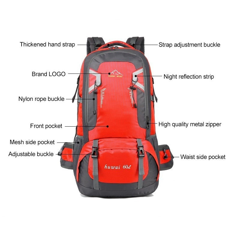 40L/60L Waterproof Outdoor Travel Backpack Camping Trekking Bag For Man Woman Climbing Hiking