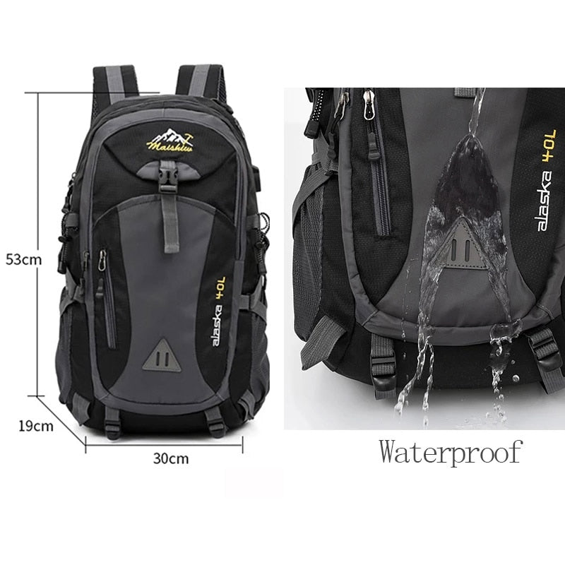 40L Unisex Waterproof Backpack Travel Pack Sports Bag Pack