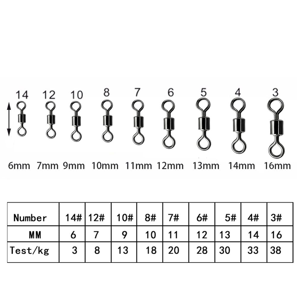 50-100pcs/box Fishing Barrel Bearing Rolling Swivel Solid Ring LB Lures Connector 9 Size Fishing Tackle Accessories Fish Tool