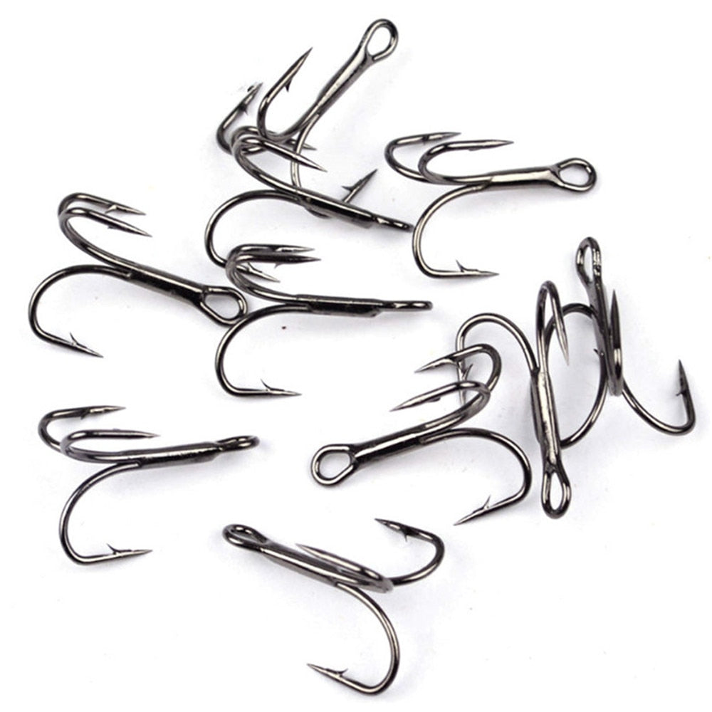 50pcs/lot Sharp Fishing Hook 2-10# High Carbon Steel Treble Hooks Fishing Tackle Round Bent Treble Saltwater Bass Tools Pesca