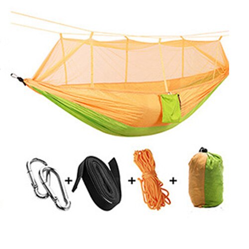 57Portable Outdoor Camping Hammock with Mosquito Net High Strength Parachute Fabric Hanging Bed