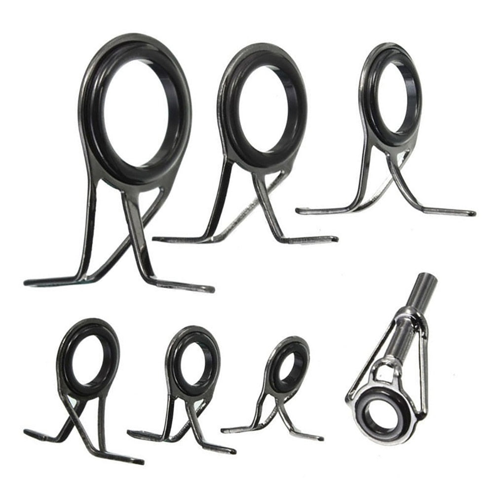 7Pcs Multiple Sizes Sea Fishing Rod Guide Rings 0.5/0.6/0.8/1.1/1.4/1.8cm Diameter Rock Fishing Rod Guides Ring Repair
