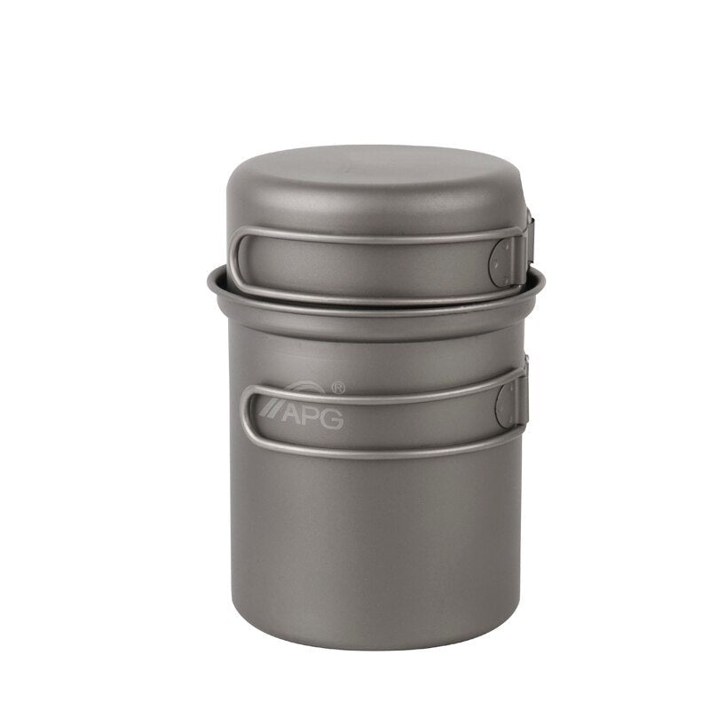 Camping Tableware Titanium Pot Pan Bowl With Folding Handle Outdoor Picnic Cooking Cookware