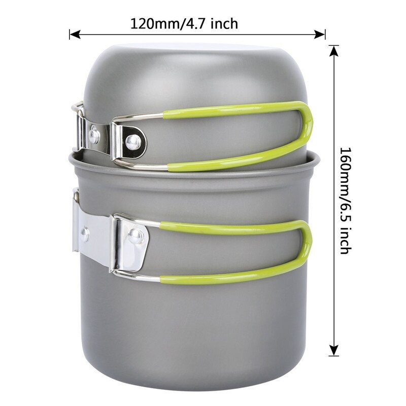 Aluminum Alloy Camping Pot Hiking Picnic Tourist Tableware Set With Folding Spoon Mini Gas Stove