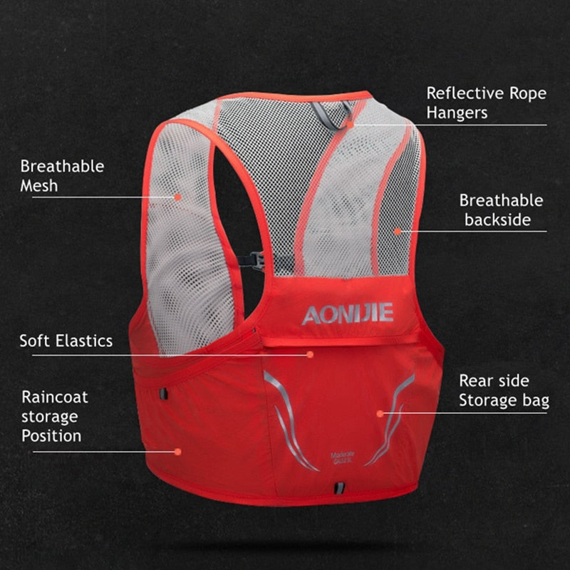 2.5L Running Vest Lightweight Backpack Breathable Cycling Marathon Portable Ultralight Nylon Hiking