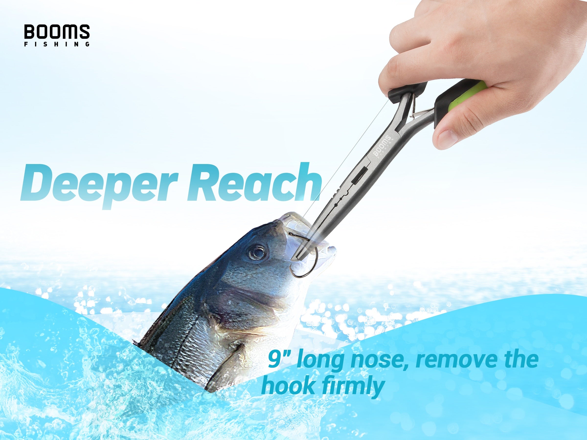 Booms Fishing F03 Fisherman's Fishing Pliers 23cm Long Nose Hook Remover Tools Stainless Steel Gripper Line Cutter Scissors