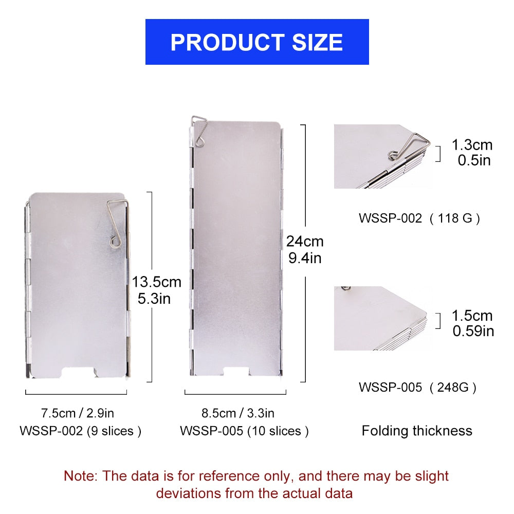 9/10 Plates Stove Wind Shield Folding Outdoor Picnic BBQ Gas Burner Windproof Screen Guard