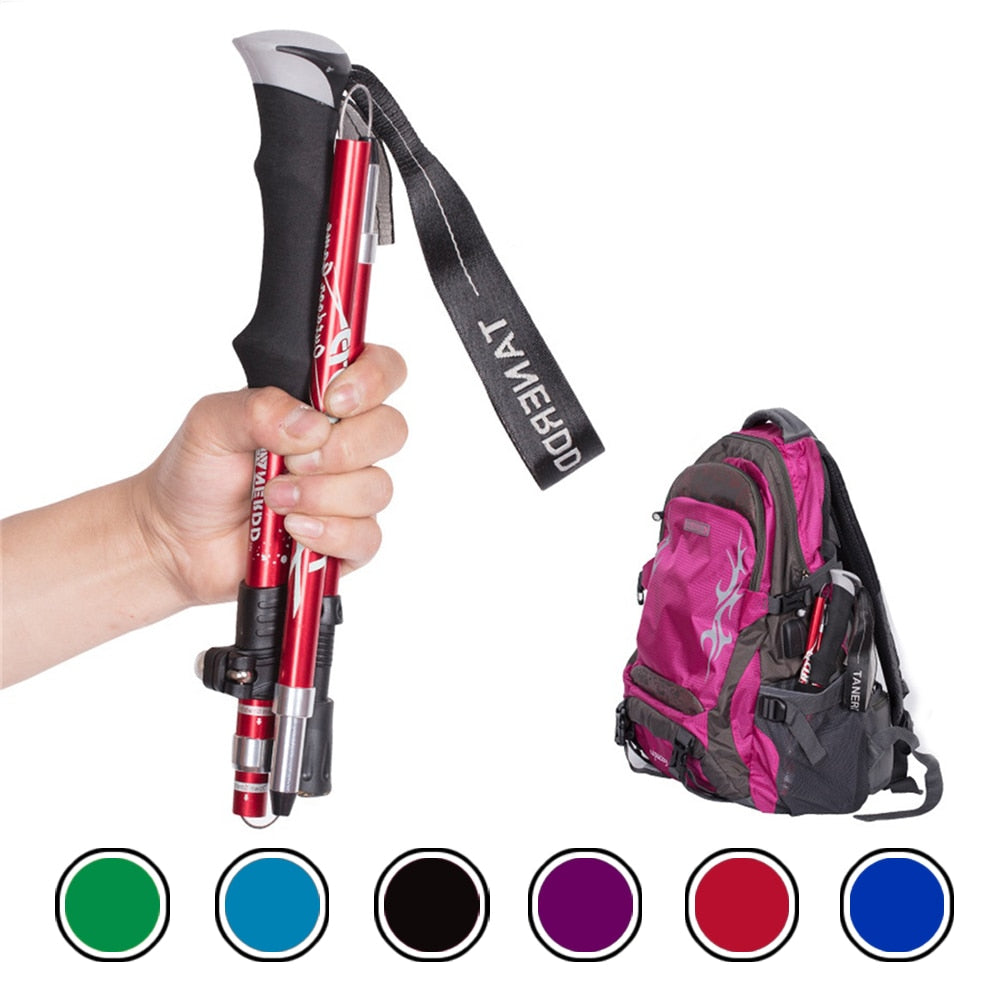 SPORTSHUB EVA Handle Folding Hiking Pole – 4-Section Telescopic Alpenstock (1PC)