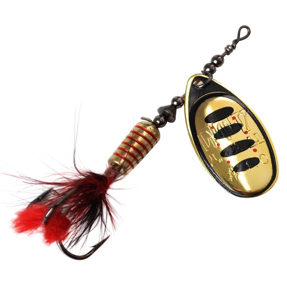 FTK 1pc Spinner Bait 7.5g 12g 17.5g Hard Spoon Bass Lures Metal Fishing Lure With Feather Treble Hooks For Pike Fishing