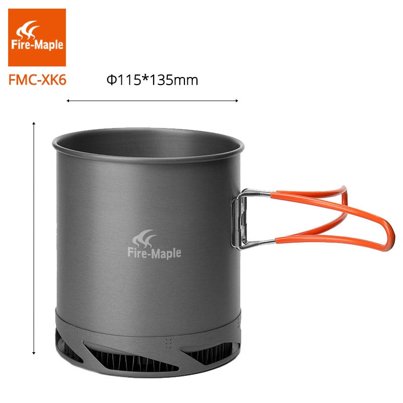 Fire Maple FMC-XK6 Heat Exchanger Pot 1L Foldable Cooking Pots with Mesh Bag Outdoor Camping