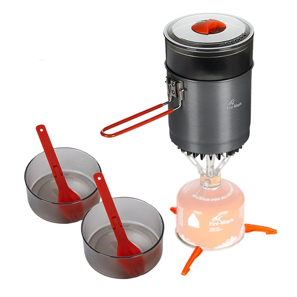 Island Steamer Kit Outdoor Cooking Set Windproof Heat Exchanger Camping Cookware Dishes