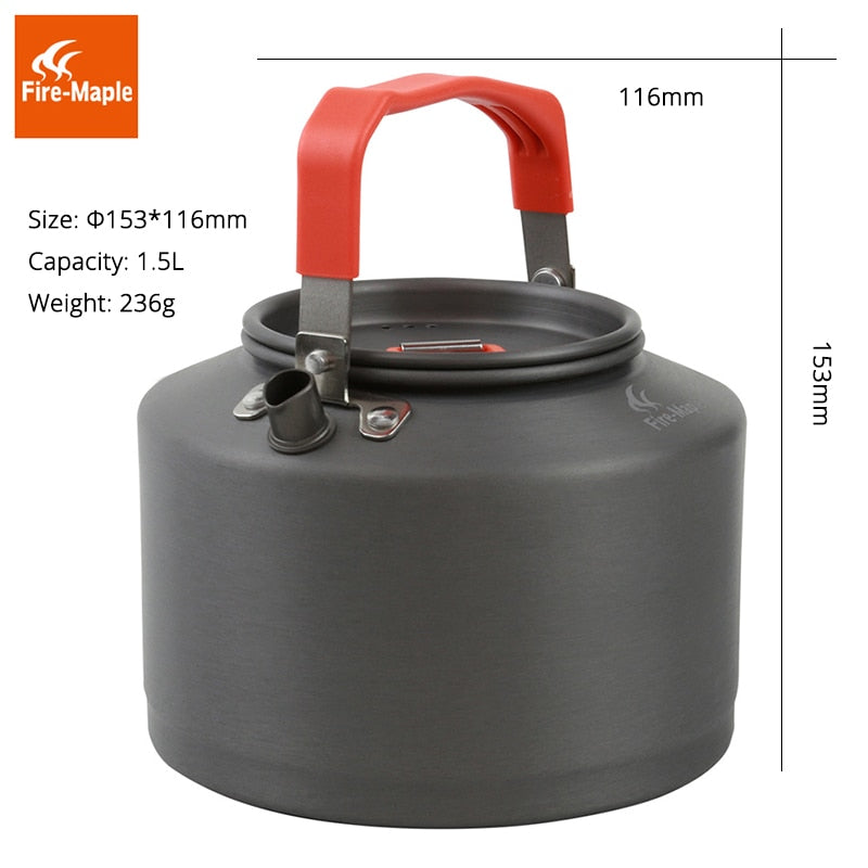 Outdoor Camping Kettle Coffee Tea Pot Camping Tools with Heat Proof Handle Tea-strainer 1.5L FMC-T4