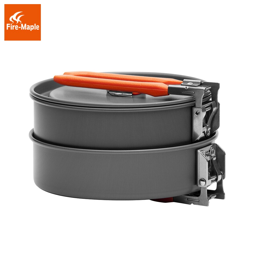 Pot Pan Set Outdoor Cookware Backpacking Cooking Foldable Handle Aluminum Alloy Feast 2 FMC-F2