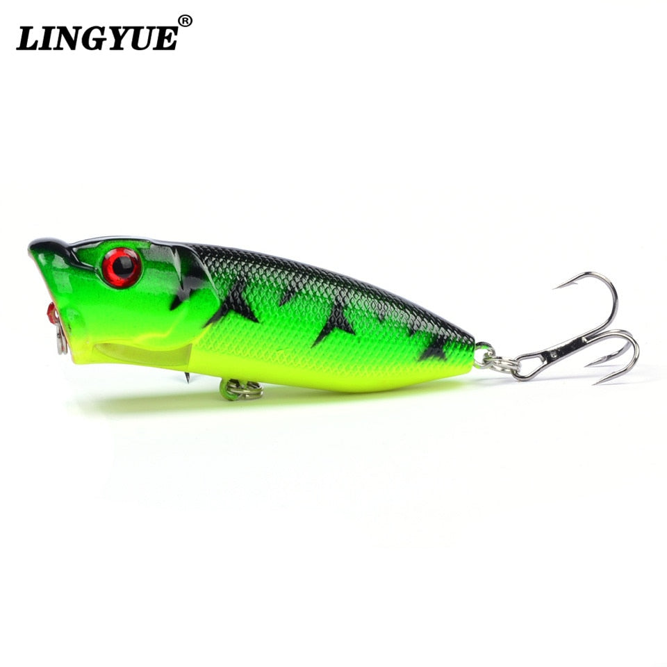 Hot 1pcs Fishing Lures 6.5cm/12g Topwater Popper Bait 5 Color Hard Bait Artificial Wobblers Plastic Fishing Tackle With 6# Hooks