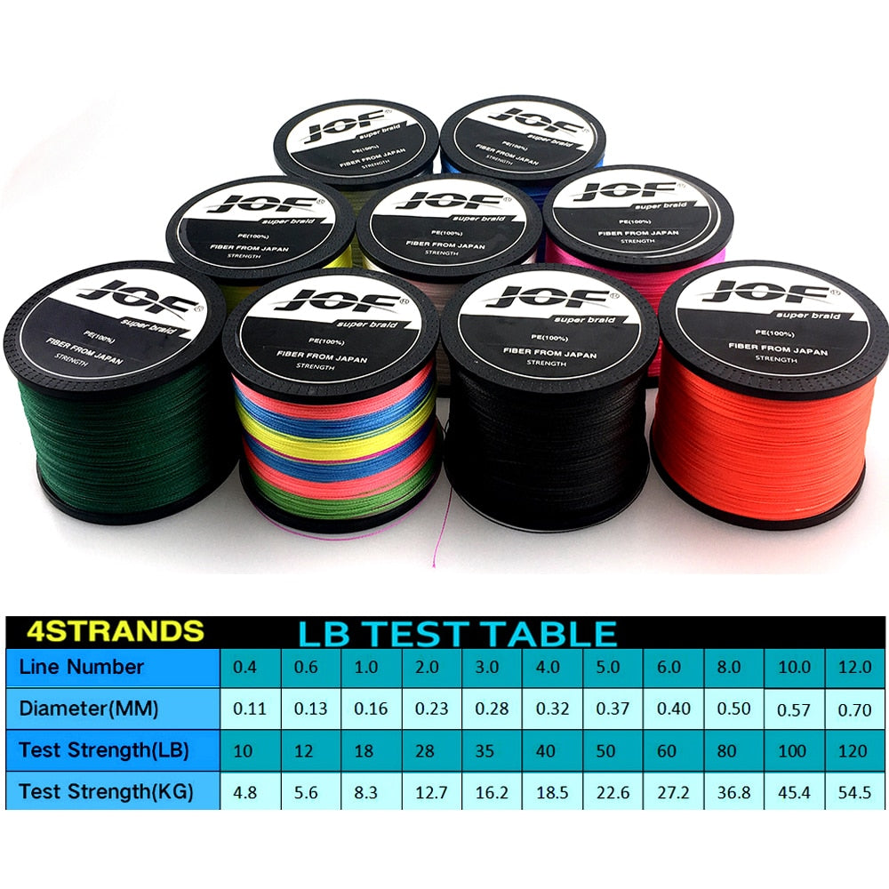 JOF 500M 300M 100M Multicolour PE Braided Wire 4 Strands Multifilament Japanese Fishing Line