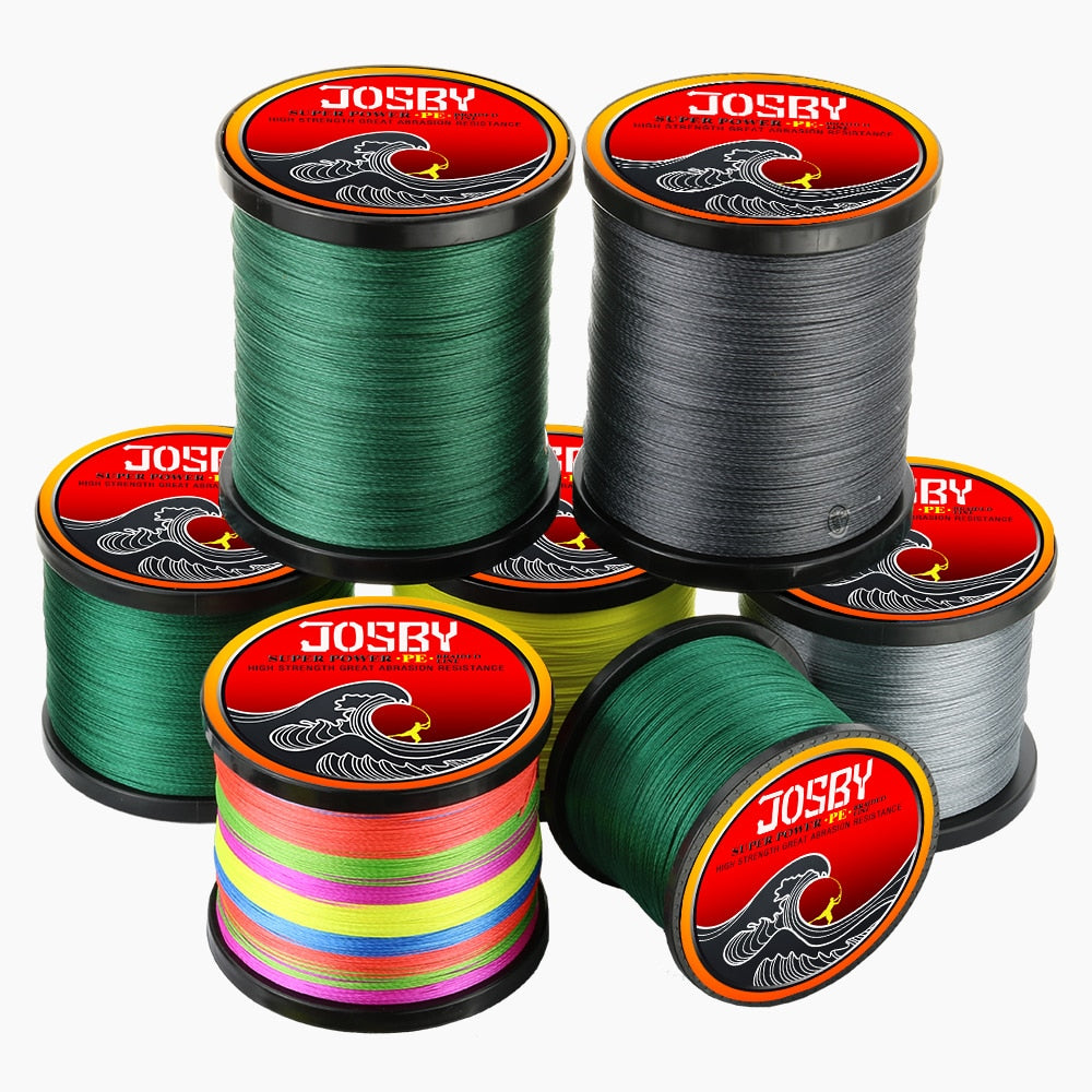JOSBY 300M 500M 1000M 8 Strands 10-78LB New PE Braided Fishing Wire Multifilament Super Strong
