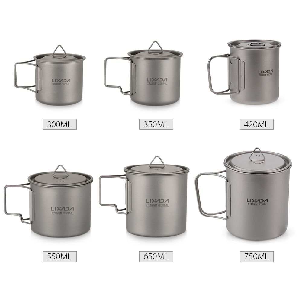 Lightweight Titanium Flatware Set Folding Spork Spoon Water Cup Mug Tableware Outdoor Cookware