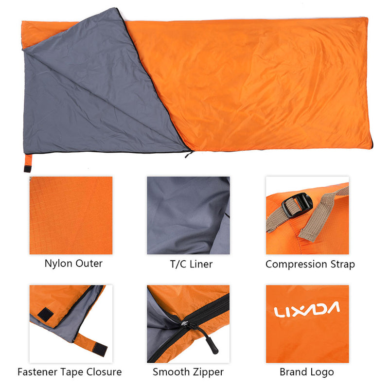 Lixada 190*75cm Camping Envelope Sleeping Bag Ultralight Travel Mini Lazy Bags With Compression
