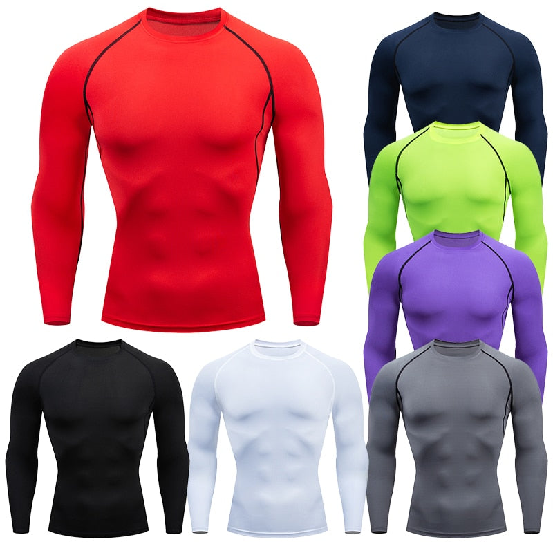 Men Compression Running T Shirt Fitness Tight Long Sleeve Sport tshirt Training Jogging Shirts Gym