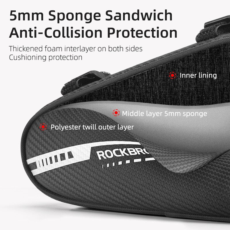 1.2L Bicycle Bag Side Pockets Twill ToxturoTube Triangle Bag Ride Without Touch Lengs Reflective Bag