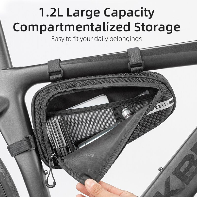 1.2L Bicycle Bag Side Pockets Twill ToxturoTube Triangle Bag Ride Without Touch Lengs Reflective Bag