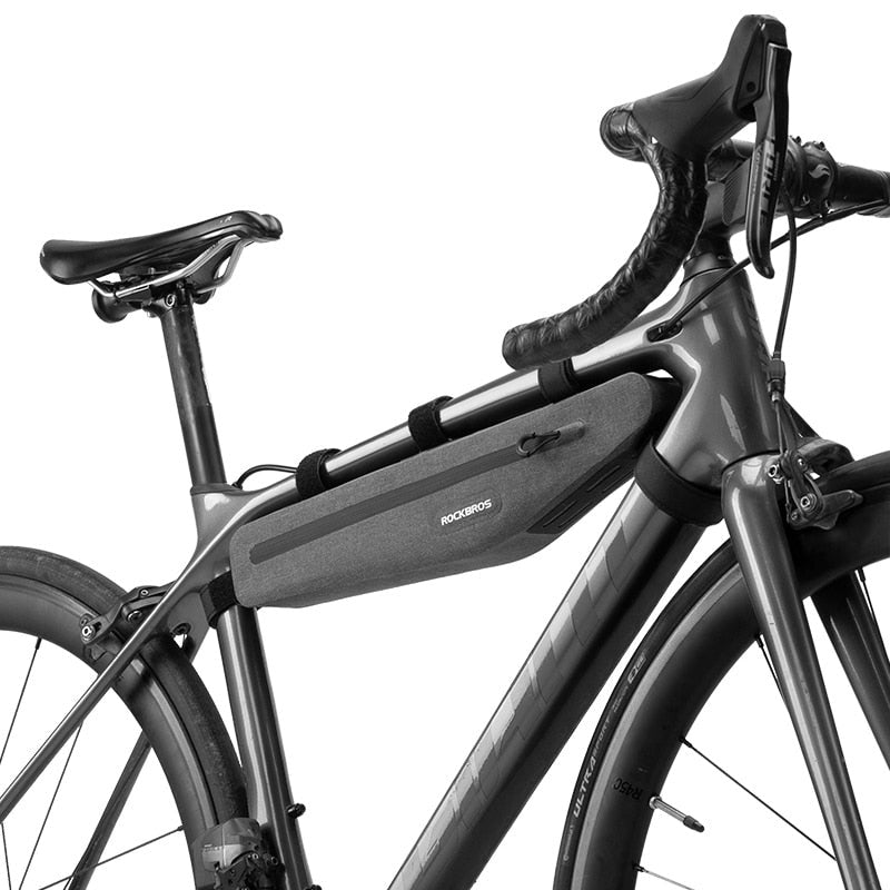 1.5L Full Waterproof Bike Bag Front Tube Triangle Lengthed Double Zipper Scratch-resistant Bag