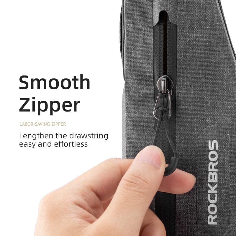 1.5L Full Waterproof Bike Bag Front Tube Triangle Lengthed Double Zipper Scratch-resistant Bag