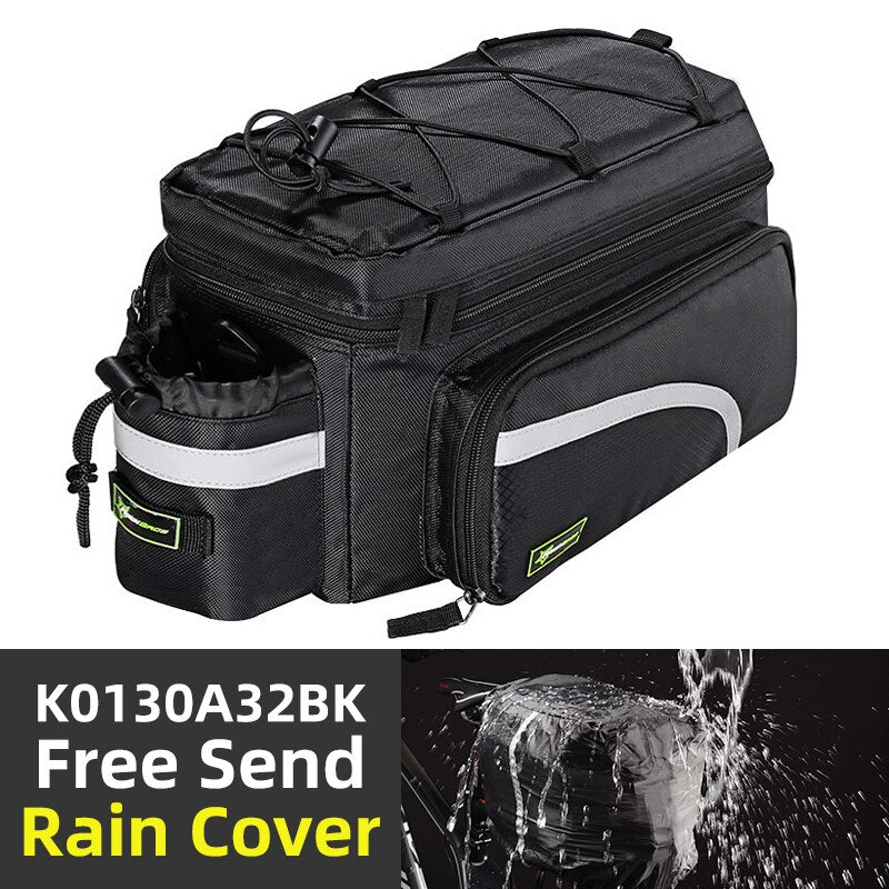 Bicycle Carrier Bag Bike Rack Bag Trunk Pannier Cycling Multifunctional Travel Bag with Rain Cover