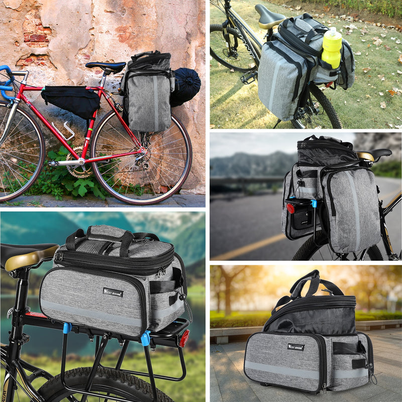 WEST BIKING Waterproof Bike Seat Pannier Pack Luggage Cycling Bag 10-25L Bicycle Pannier Bag