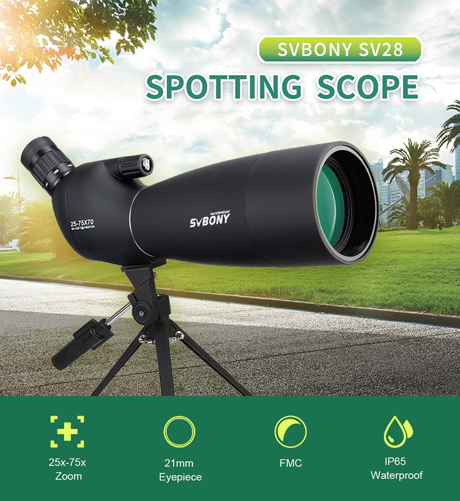 25-75x70 Spotting Scope Long Range Large Eyepiece 21mm Telescope for Target Shooting Archery