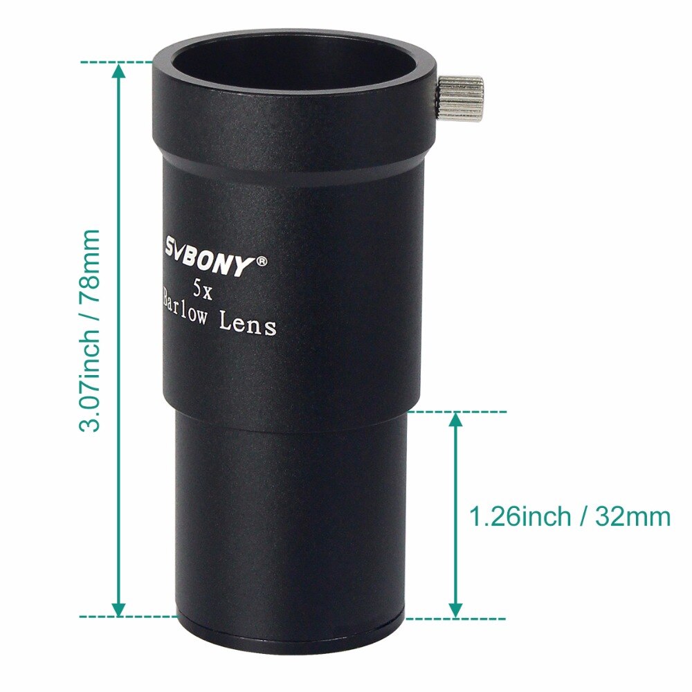 5X Barlow Lens 1.25 inch Eyepiece Metal Fully Coated Focal Length Extender, Magnification Eyepiece
