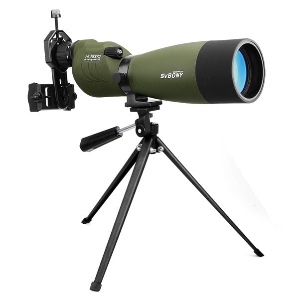Spotting Scope 25-75x70 Zoom Telescope SV17 BAK4 Prism Powerful Monocular Spyglass Waterproof