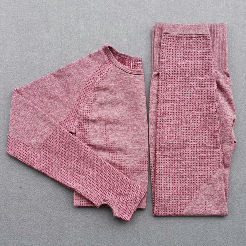 Seamless Yoga Suit 2 piece Sports Shirts Crop Top Seamless Leggings Sport Set Gym Clothes Fitness