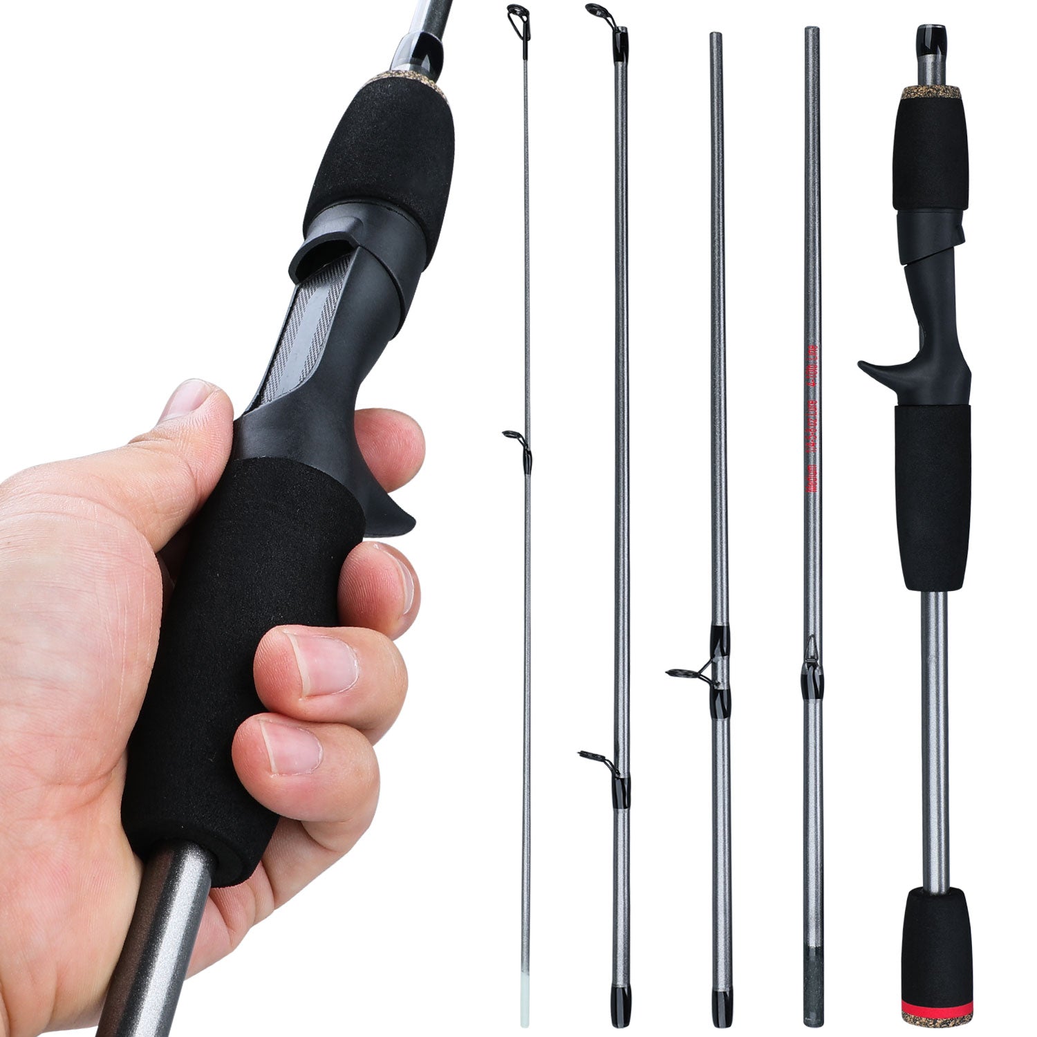 Sougayilang 1.7m/1.66m Portable 5 Section Travel Fishing Rod Ultralight Weight EVA Handle Spinning/Casting Fishing Pole Fishing