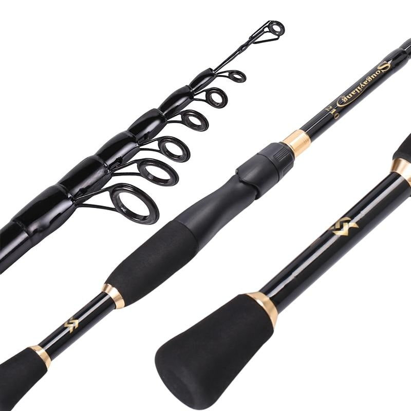 Sougayilang Telescopic Fishing Rod Ultralight Weight Spinning Fishing Rod Carbon Fiber Material 1.8-2.4m Fishing Rod Tackle