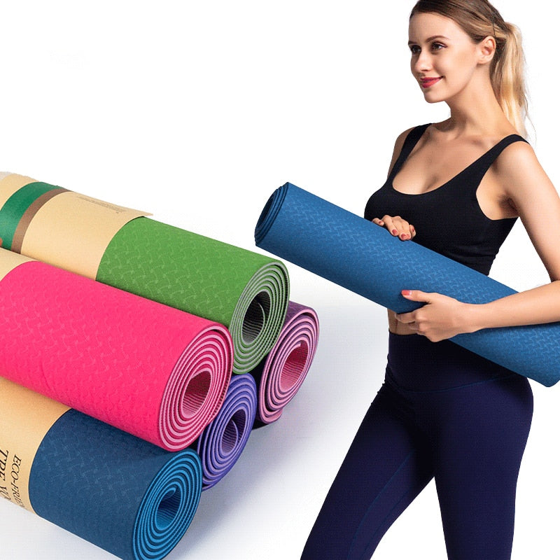 TPE Yoga Mat Anti-skid Sports Fitness Mat 6MM Thick EVA Comfort Foam Yoga Mat
