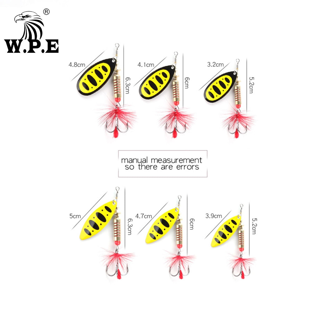 W.P.E Brand Spinner Lure 1pcs 6.5g/10g/13.5g 18 color with Treble Hook Metal Spoon Lure Hard Fishing Lure Fishing Tackle Bait