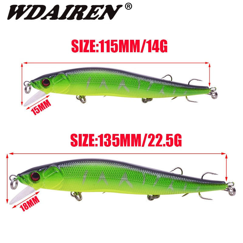 WDAIREN Minnow Fishing Lure 14g/22.5g Floating Artificial Hard Bait Bass Wobblers Lures Crankbait Pike Treble Hooks tackle