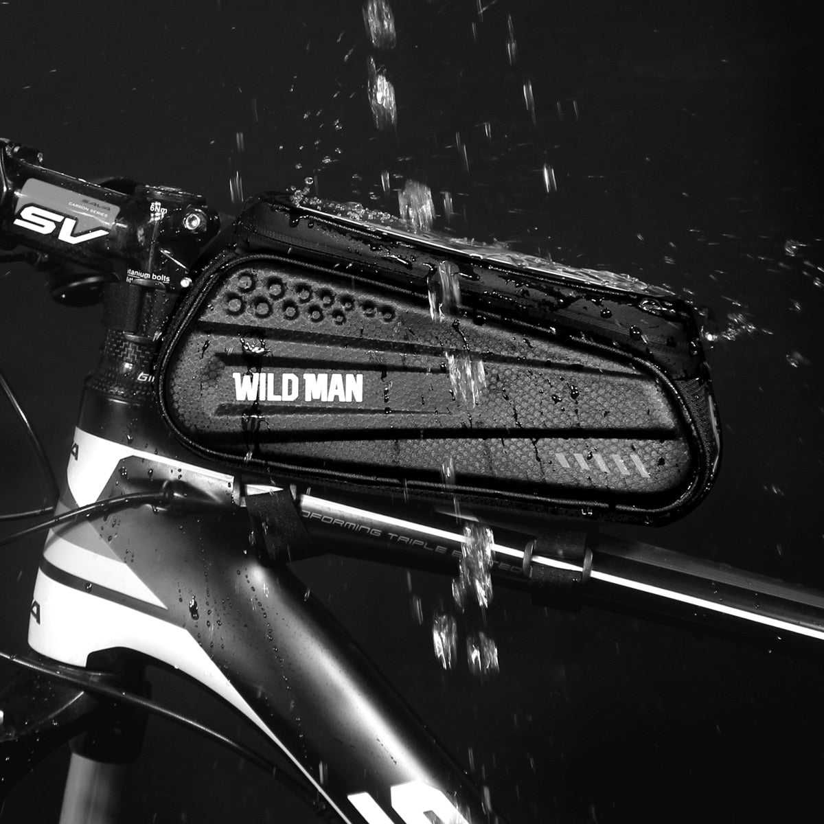 WILD MAN Hard Shell Bicycle Bag 6.2" Reflective Rainproof Touch Screen Phone Case Bag Bike Top Bag