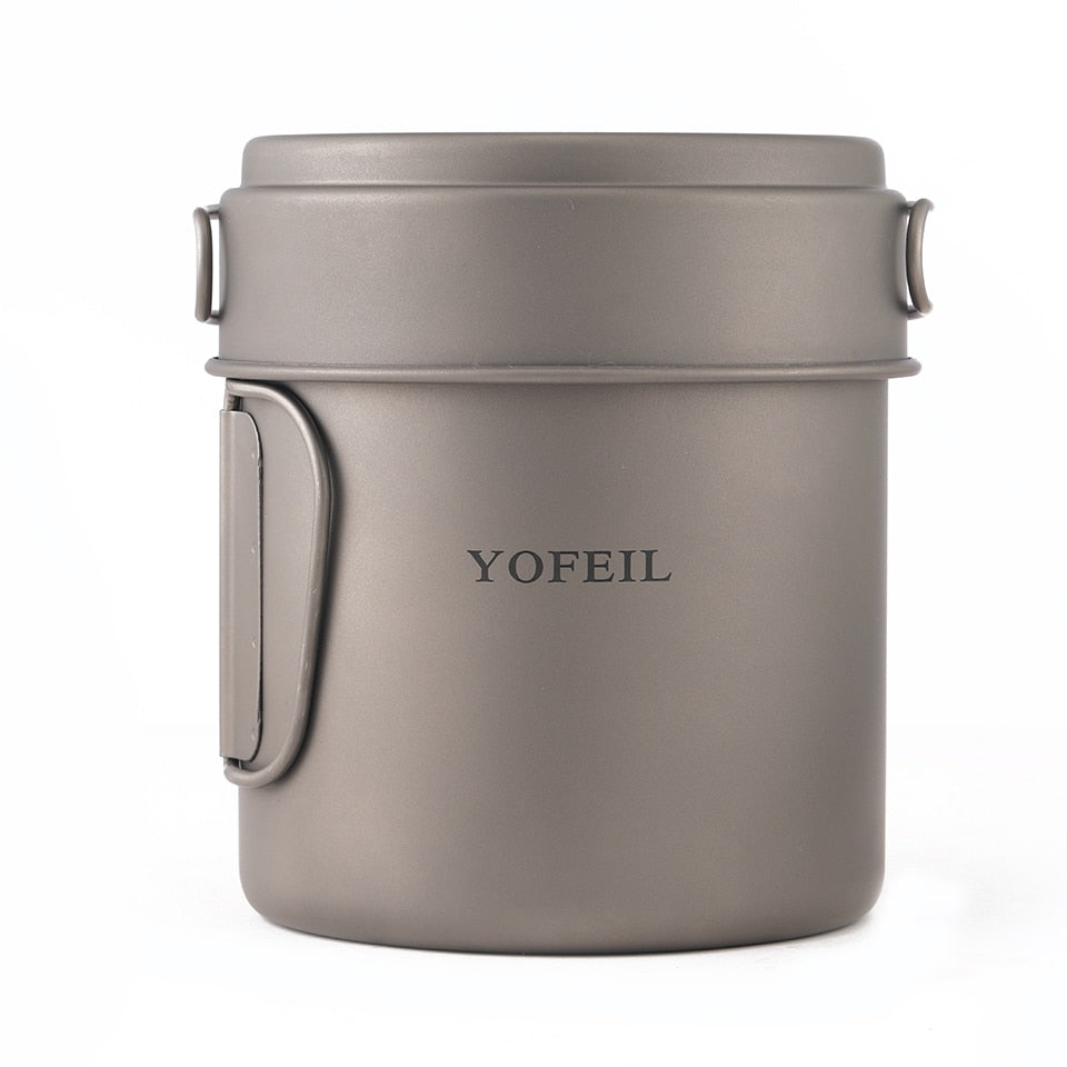 Yofeil Titanium Camping Cookware Set: Ultra-Light Frying Pan, Bowl, Cup - High Quality Tableware