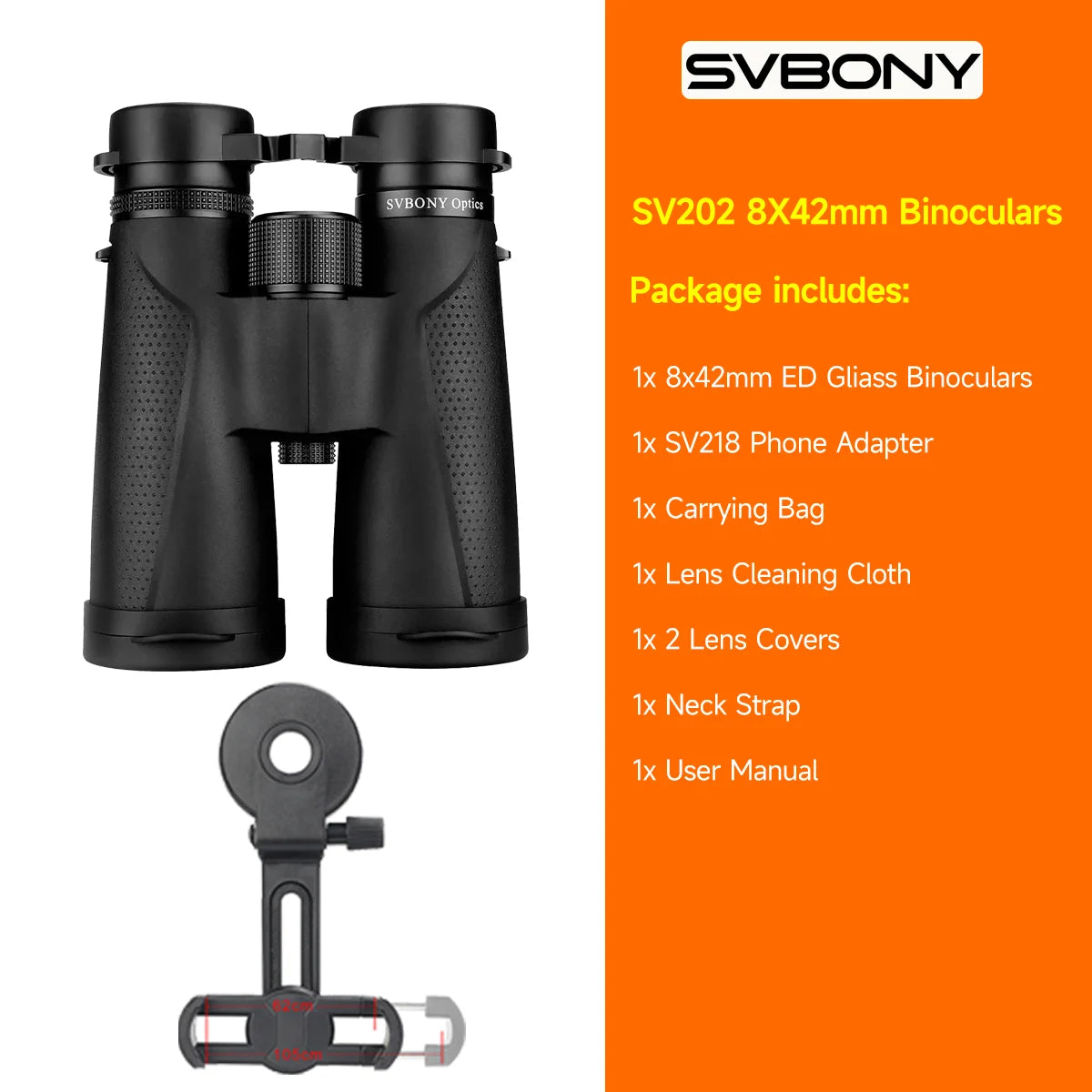SV202 ED Glass Binoculars 8x32 / 8x42 / 10x42 / 10x50 IPX7 Waterproof BAK4