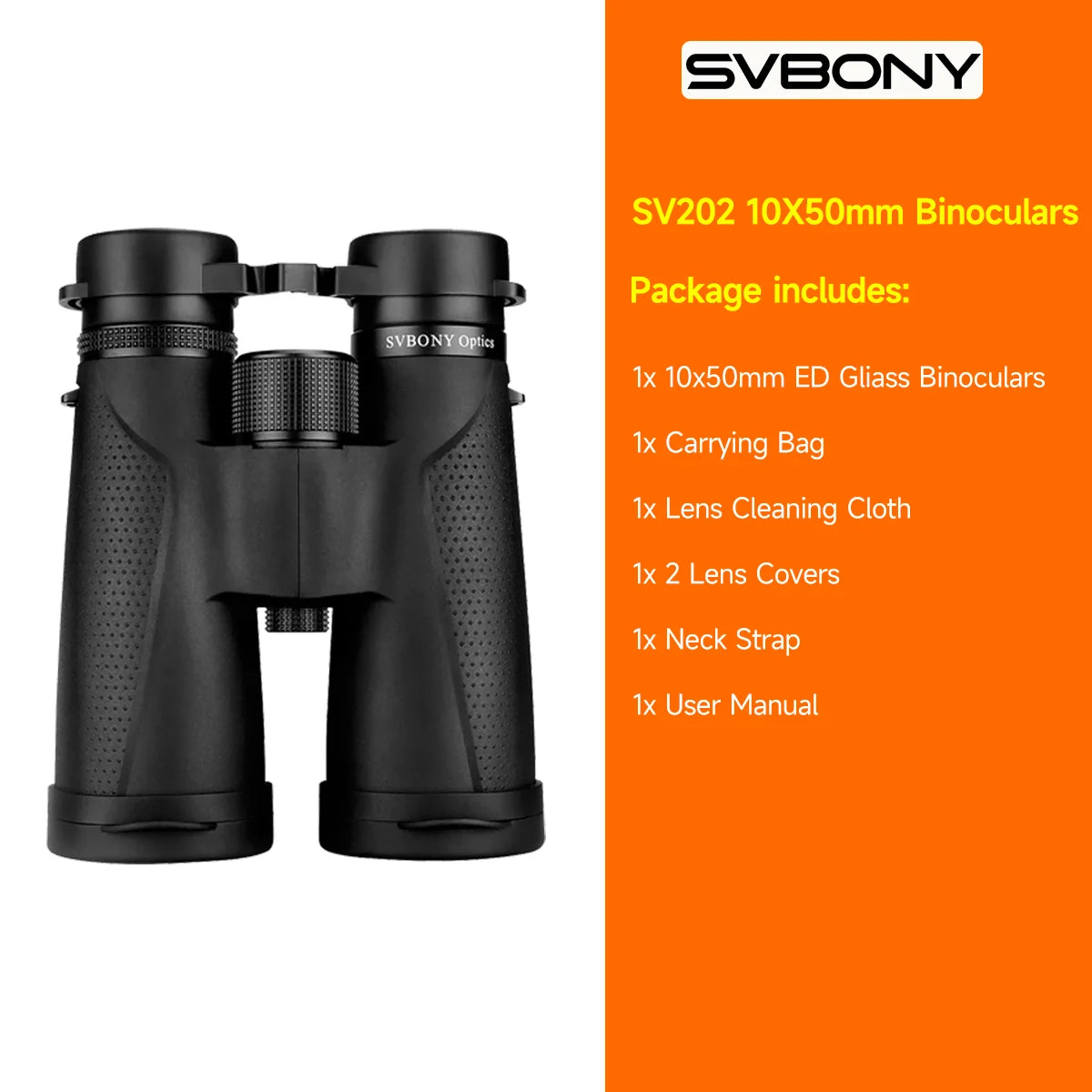 SV202 ED Glass Binoculars 8x32 / 8x42 / 10x42 / 10x50 IPX7 Waterproof BAK4