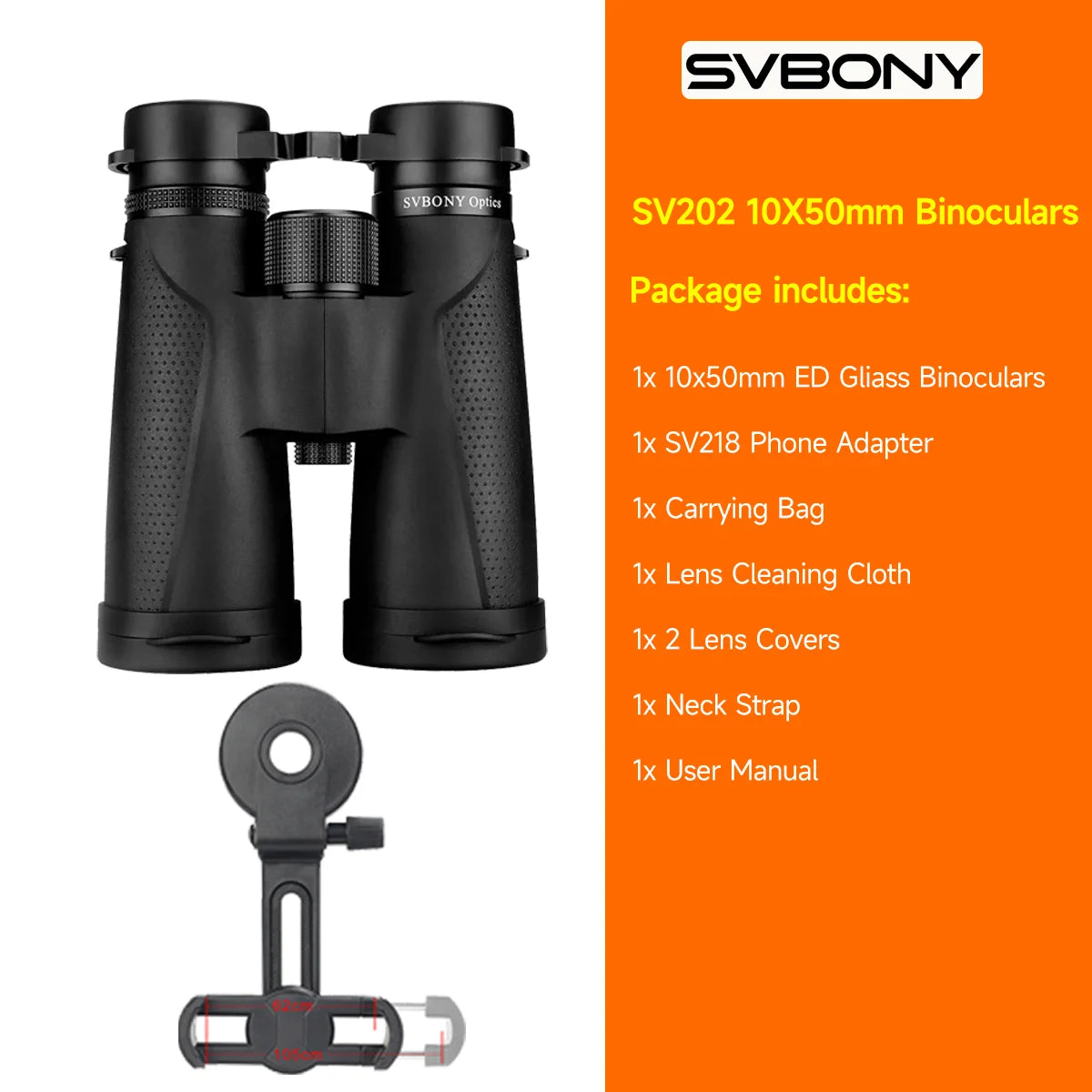 SV202 ED Glass Binoculars 8x32 / 8x42 / 10x42 / 10x50 IPX7 Waterproof BAK4