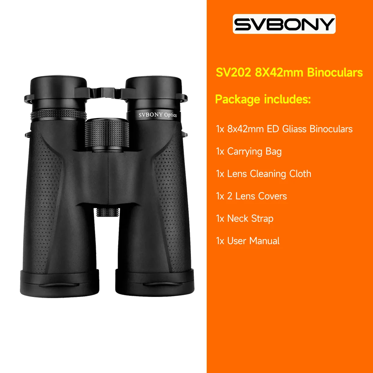 SV202 ED Glass Binoculars 8x32 / 8x42 / 10x42 / 10x50 IPX7 Waterproof BAK4