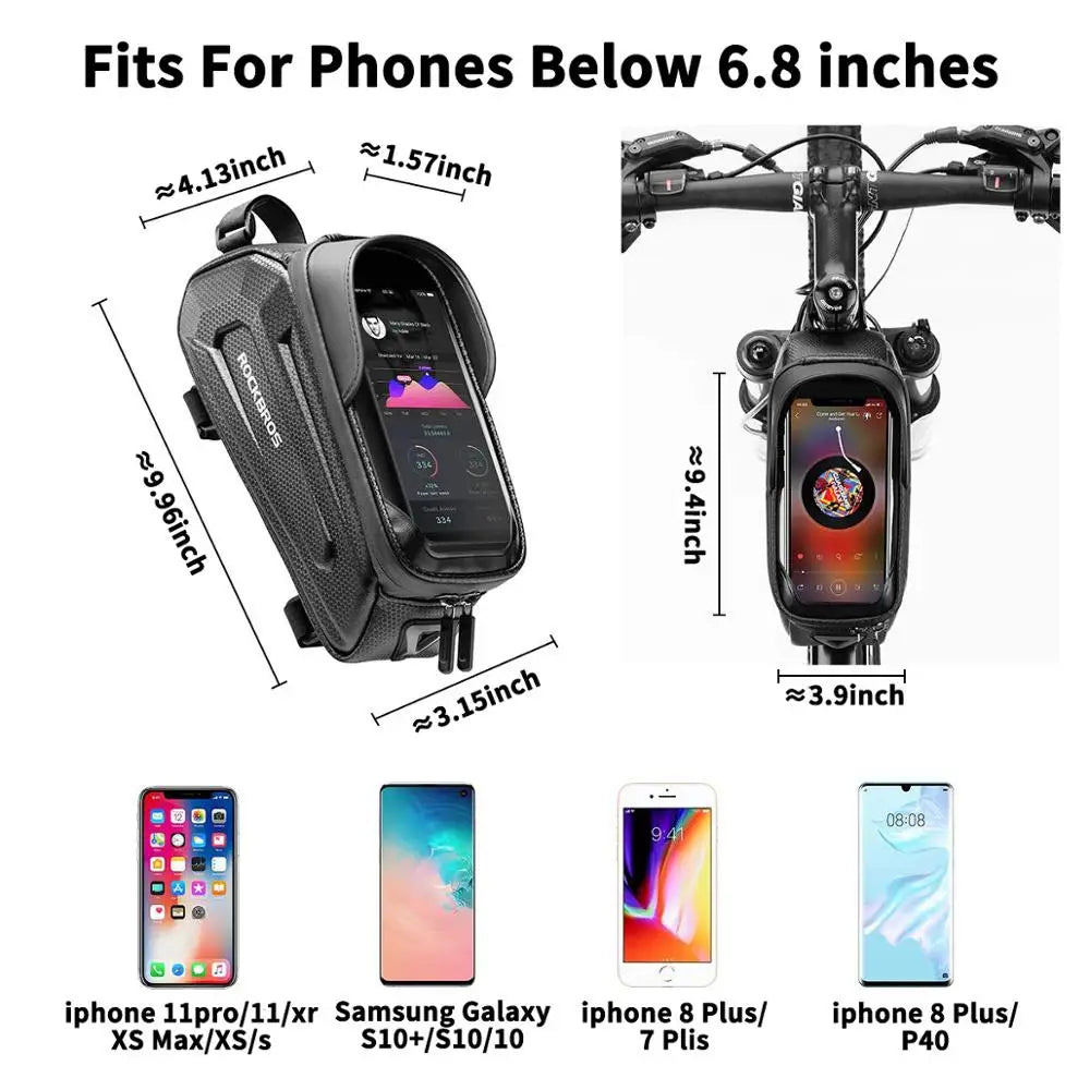 ROCKBROS Waterproof Bicycle Frame Bag with Touch Screen Phone Case