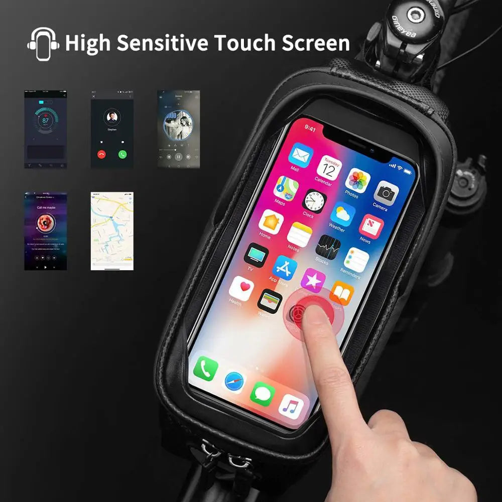 ROCKBROS Waterproof Bicycle Frame Bag with Touch Screen Phone Case