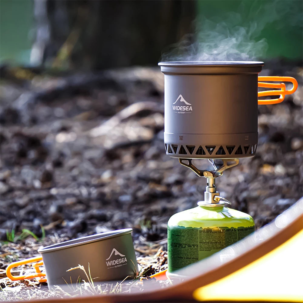 Camping Cookware Set 1.3L & 2.3L Outdoor Cooking Pot & Kettle for Hiking & Travel