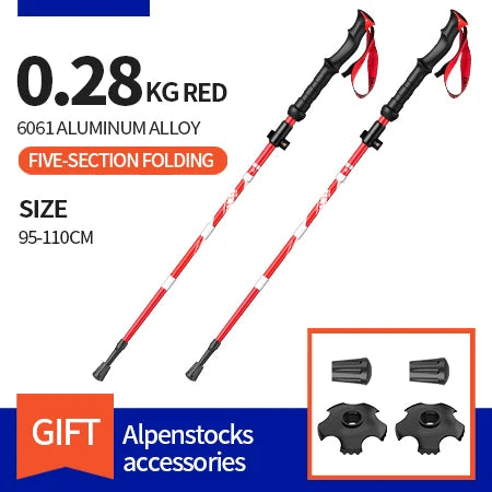 2PCS Ultralight Folding Trekking Poles – Adjustable Aluminium Walking Sticks with EVA Handles